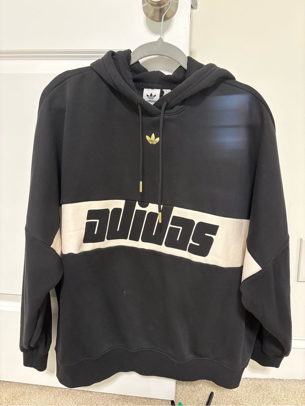 adidas Black Hoodie with Cream Logo Band